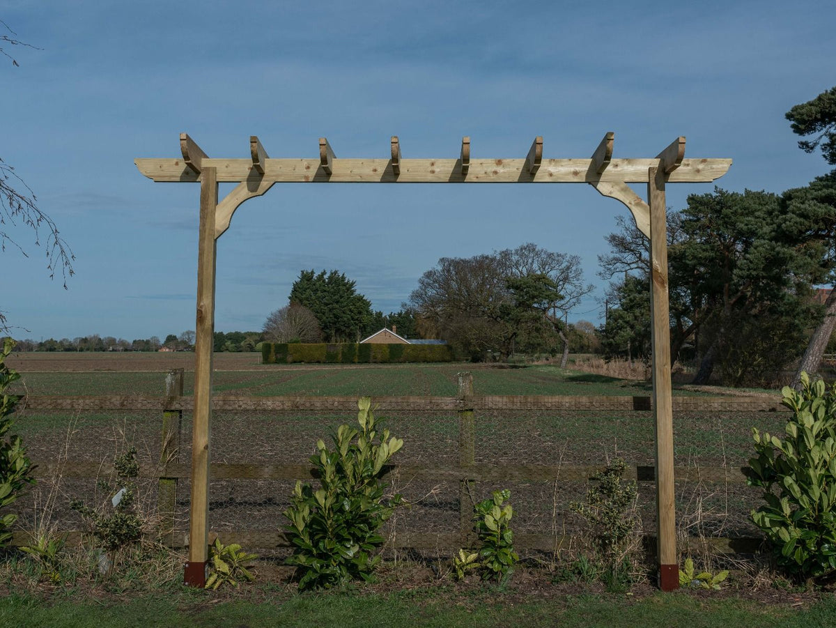 Corbel Single Beam Pergola, Plant Climbing Arbour - Sculpted brace