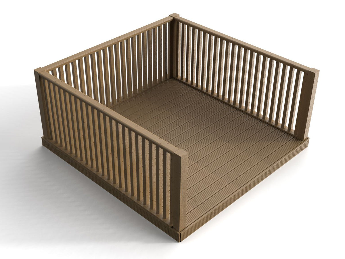 Decking Kit With Three Side Balustrade