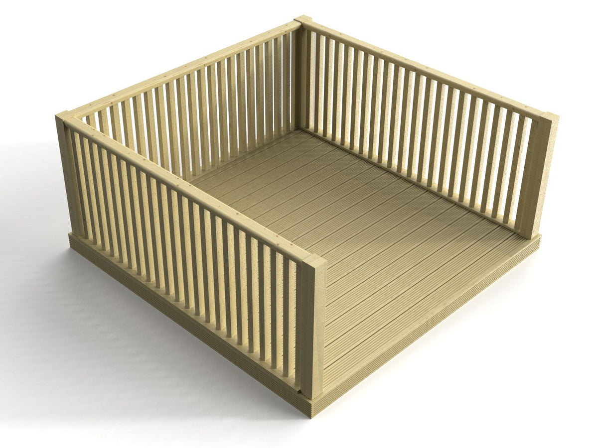 Decking Kit With Three Side Balustrade