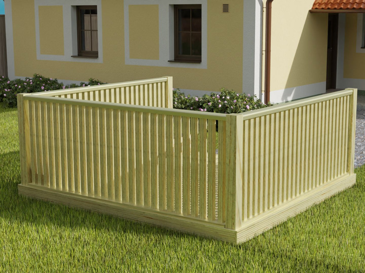 Decking Kit With Three Side Balustrade