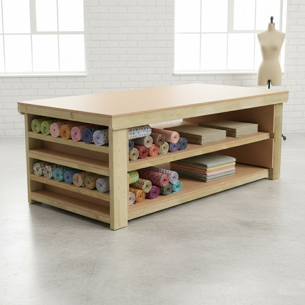 Wooden Workbench MDF Top with Extra shelving Depth-3ft With Double Shelf