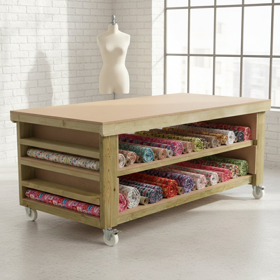Wooden Workbench MDF Top with Extra shelving Depth-4ft With Double Shelf