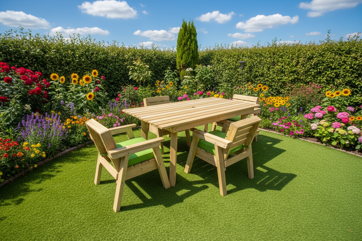 180cm/ 6ft Wooden Garden Table Set with Chairs