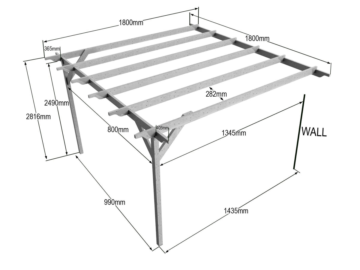 Wall Mounted Wooden Pergola Kit - Orchid Design
