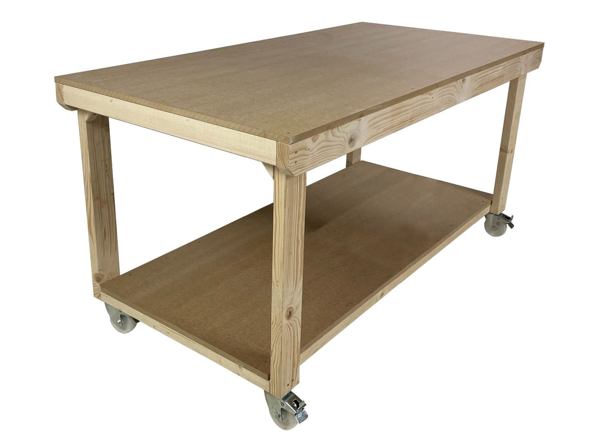 Wooden Workbench MDF Top Depth-4ft With Wheels