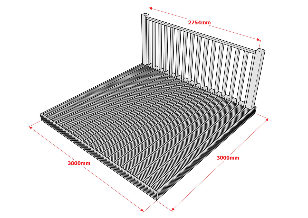 Decking Kit With One Side Balustrade