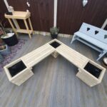 Garden Wooden Bench with Planters