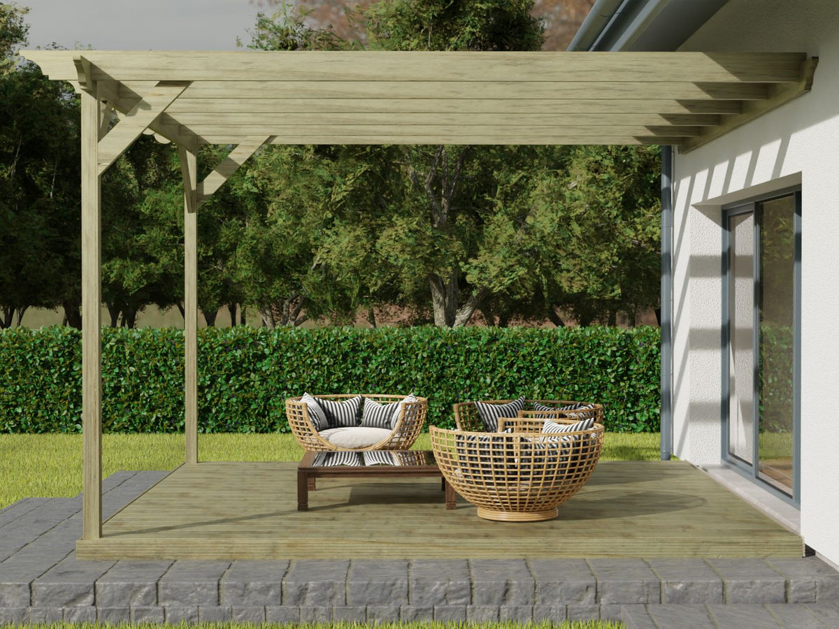 Wall Mounted Pergola and Decking Kit Orchid Design