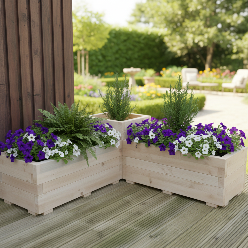Large Corner Wooden Garden Planter