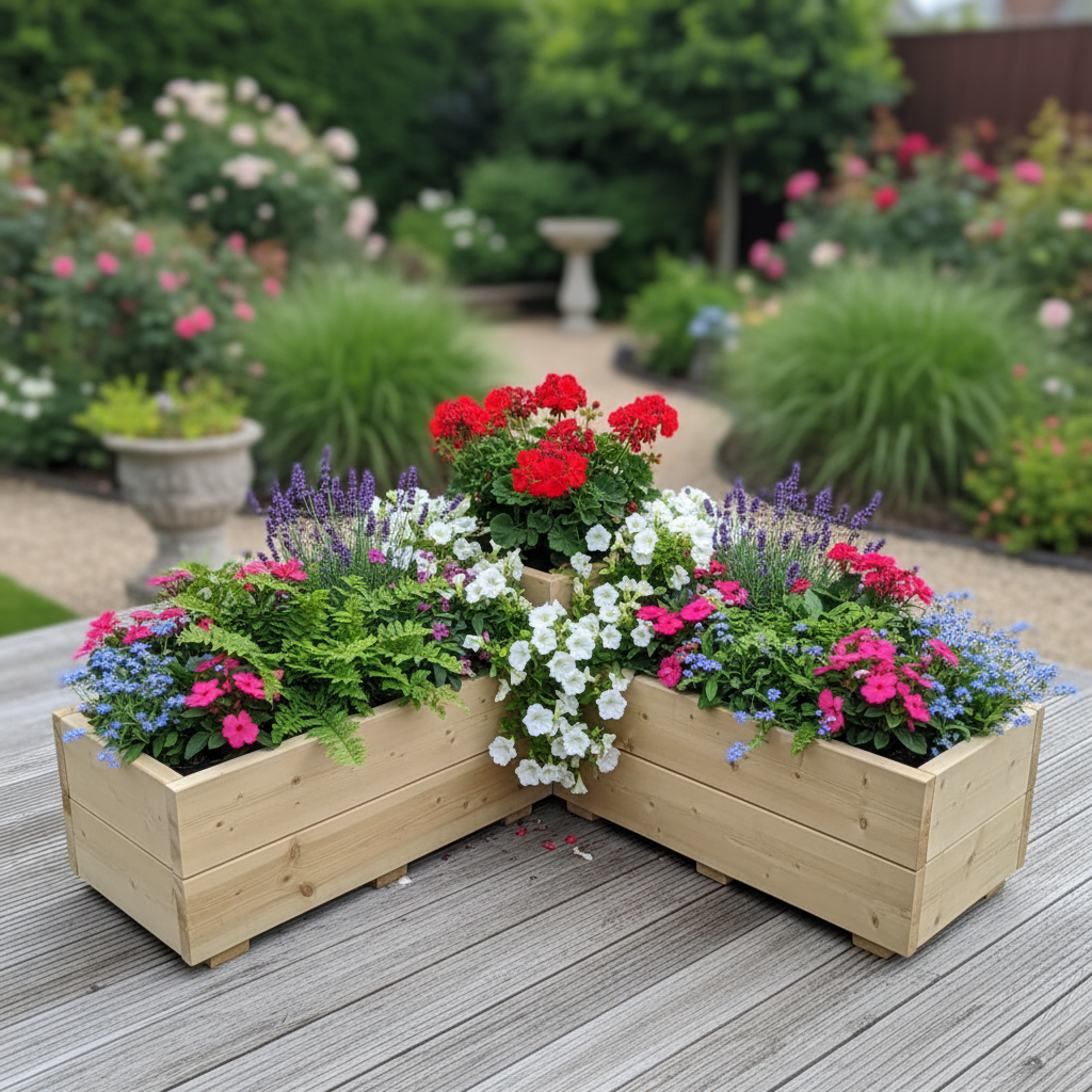 Large Corner Wooden Garden Planter
