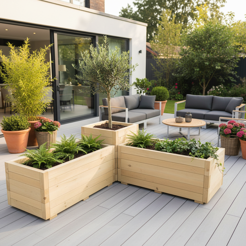 Large Corner Wooden Garden Planter