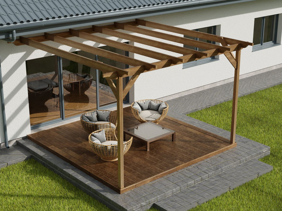 Wall Mounted Pergola and Decking Kit Sculpted Design