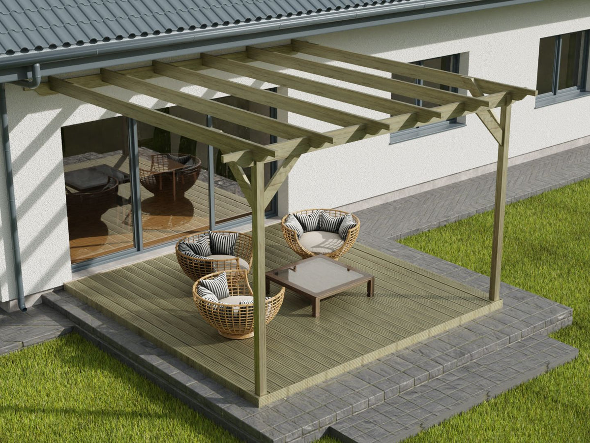 Wall Mounted Pergola and Decking Kit Sculpted Design