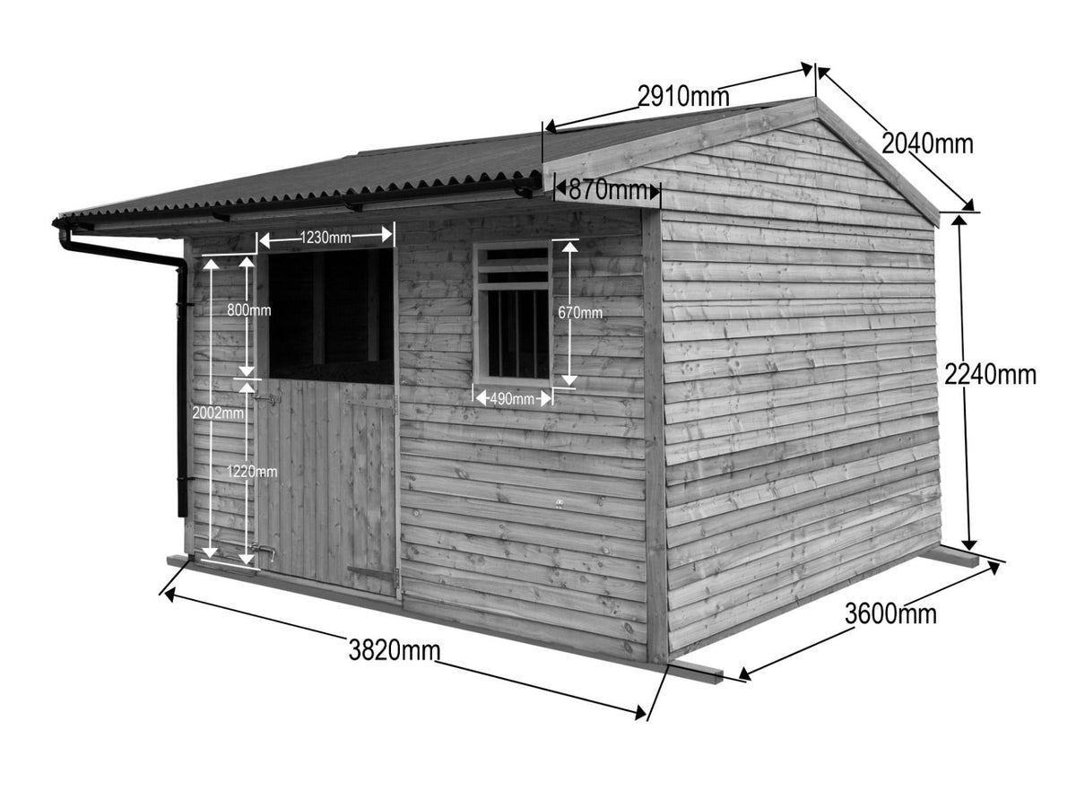 12ft x 12ft Mobile Animal Field Shelter With Overhang V.3
