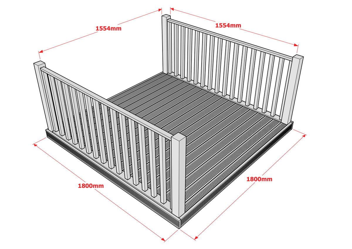 Decking Kit With Two Side Balustrade