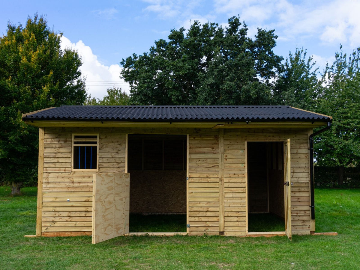 18ft x 12ft Field Shelter with Storage/Tack Feed Room V.4