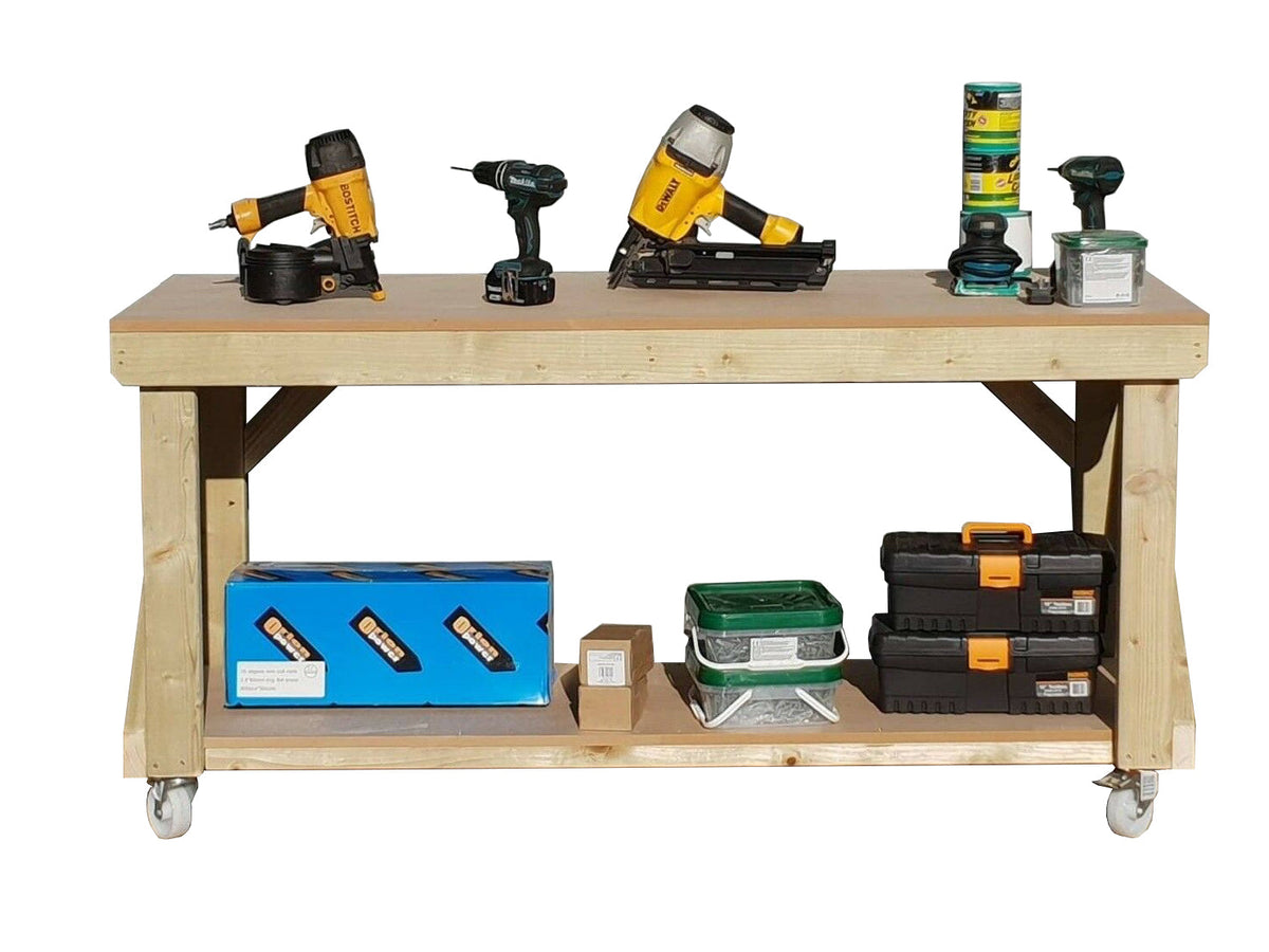 Wooden MDF top Workbench with Wheels