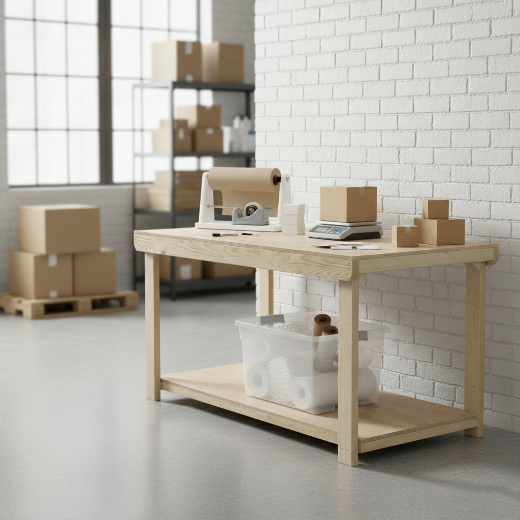 Wooden Workbench Eucalyptus Hardwood Top Depth-3ft