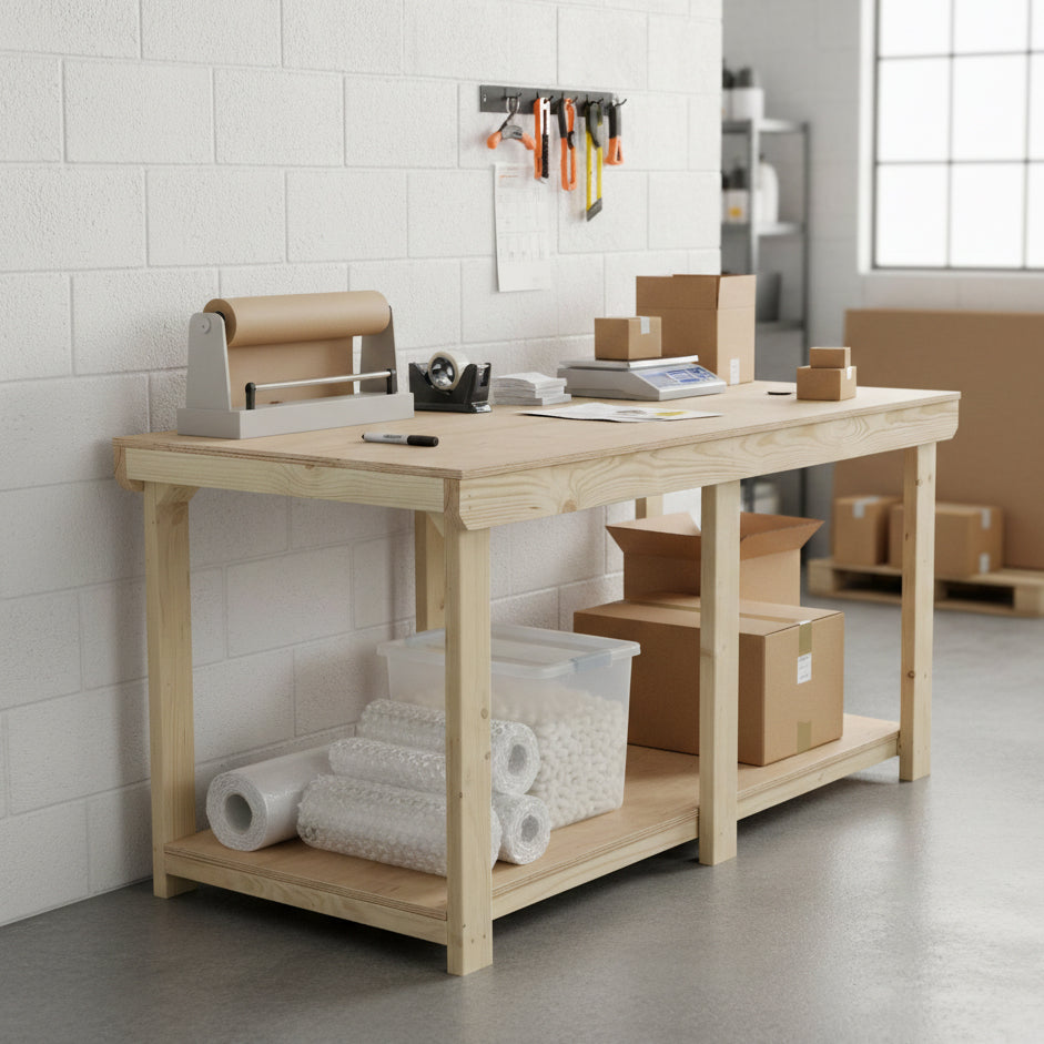 Wooden Workbench Eucalyptus Hardwood Top Depth-3ft