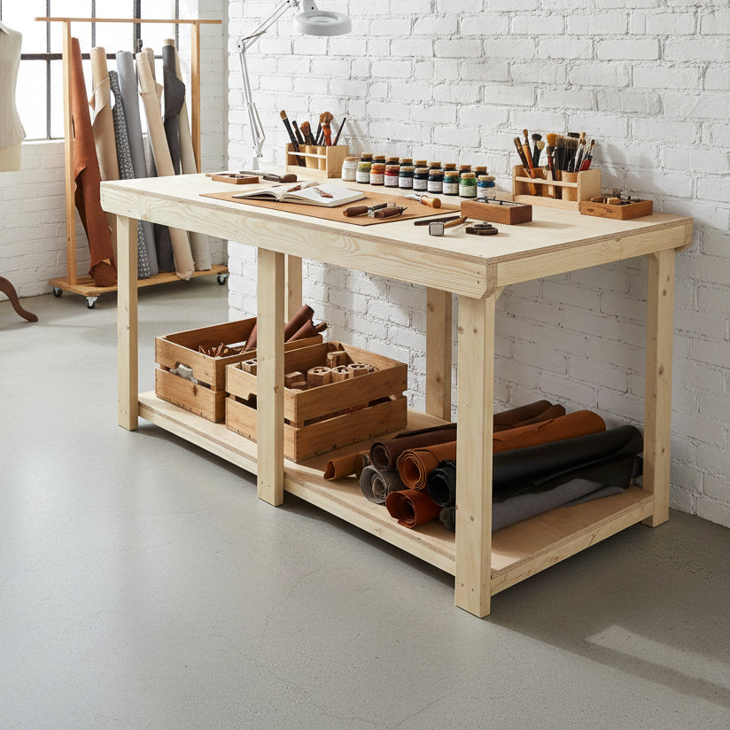 Wooden Workbench Eucalyptus Hardwood Top Depth-3ft