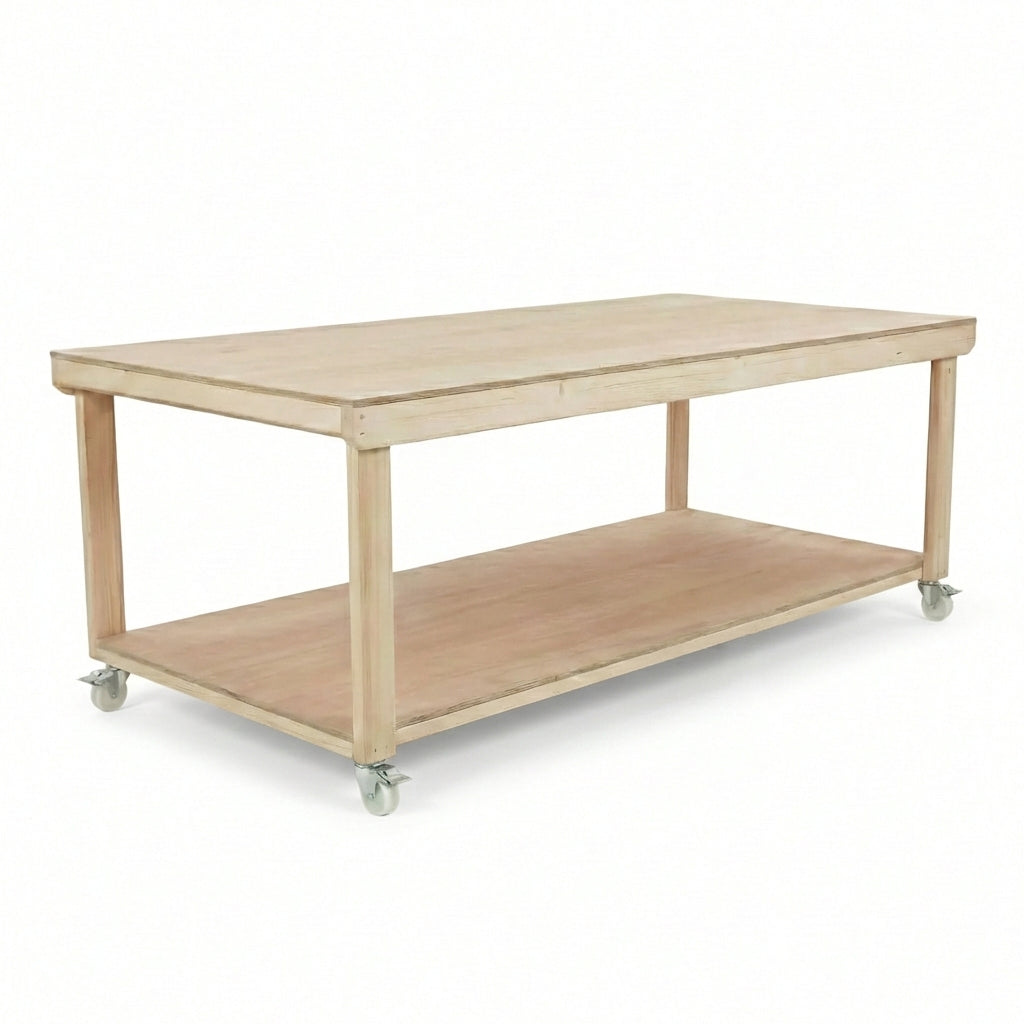 Wooden Workbench Eucalyptus Hardwood Top Depth-4ft with Wheels