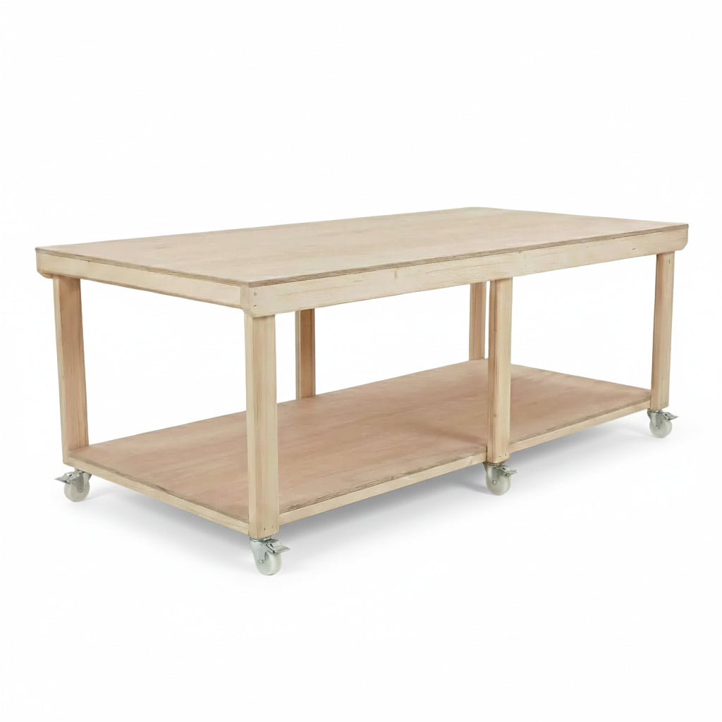 Wooden Workbench Eucalyptus Hardwood Top Depth-4ft with Wheels