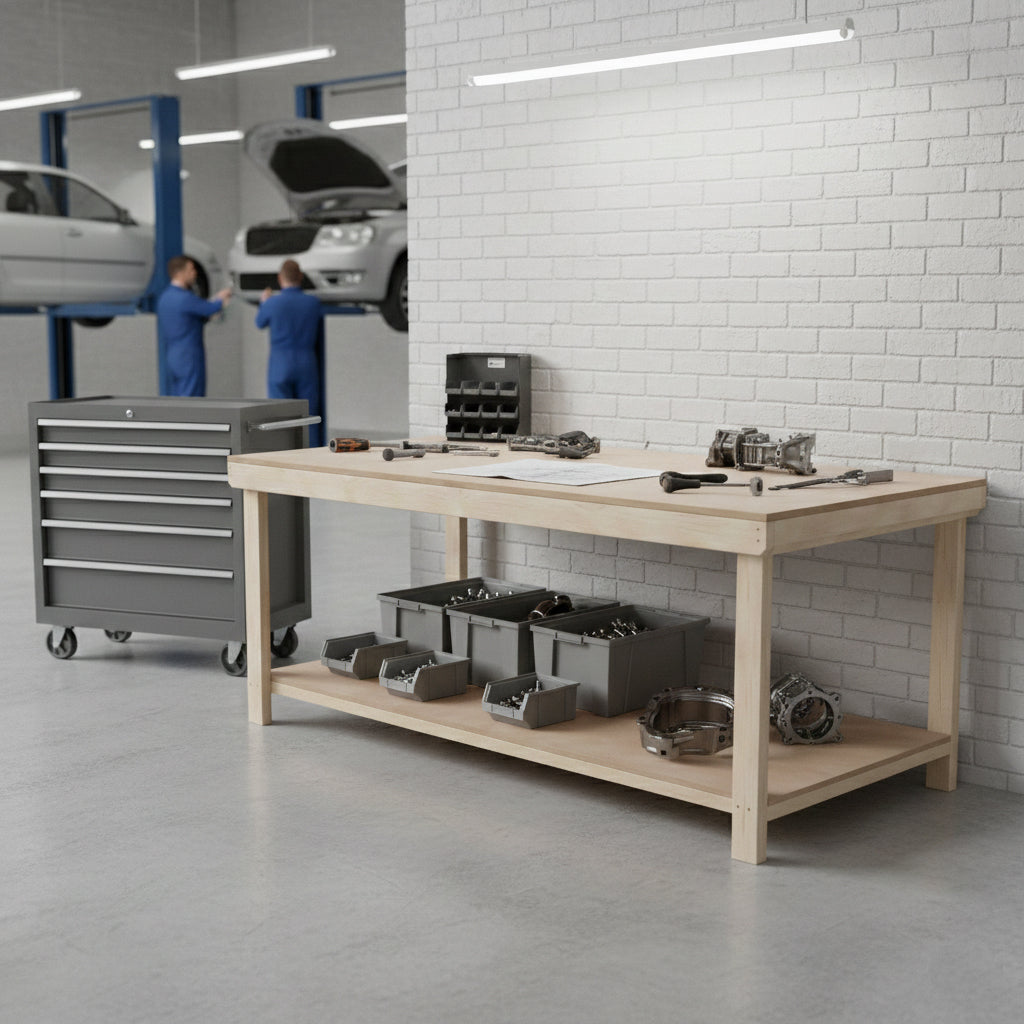 Wooden Workbench MDF Top Depth-4ft