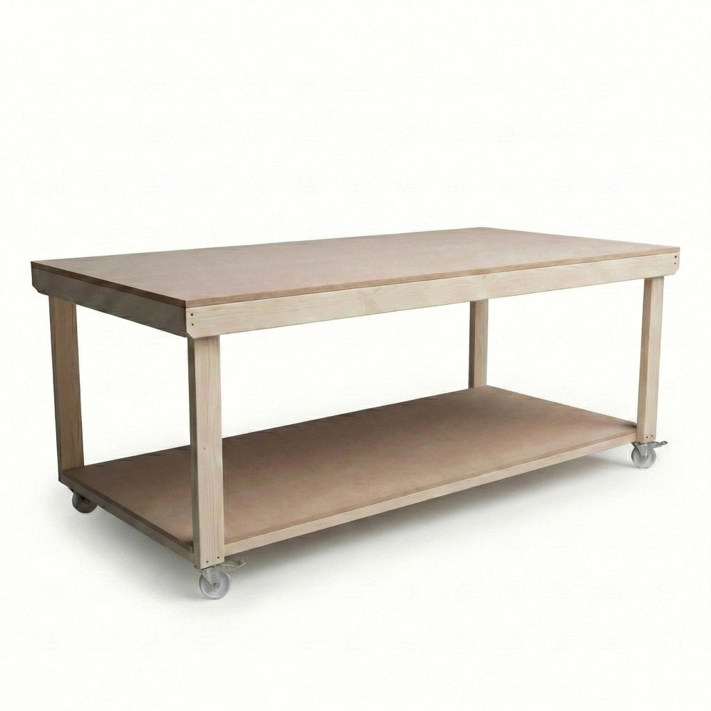 Wooden Workbench MDF Top Depth-4ft With Wheels