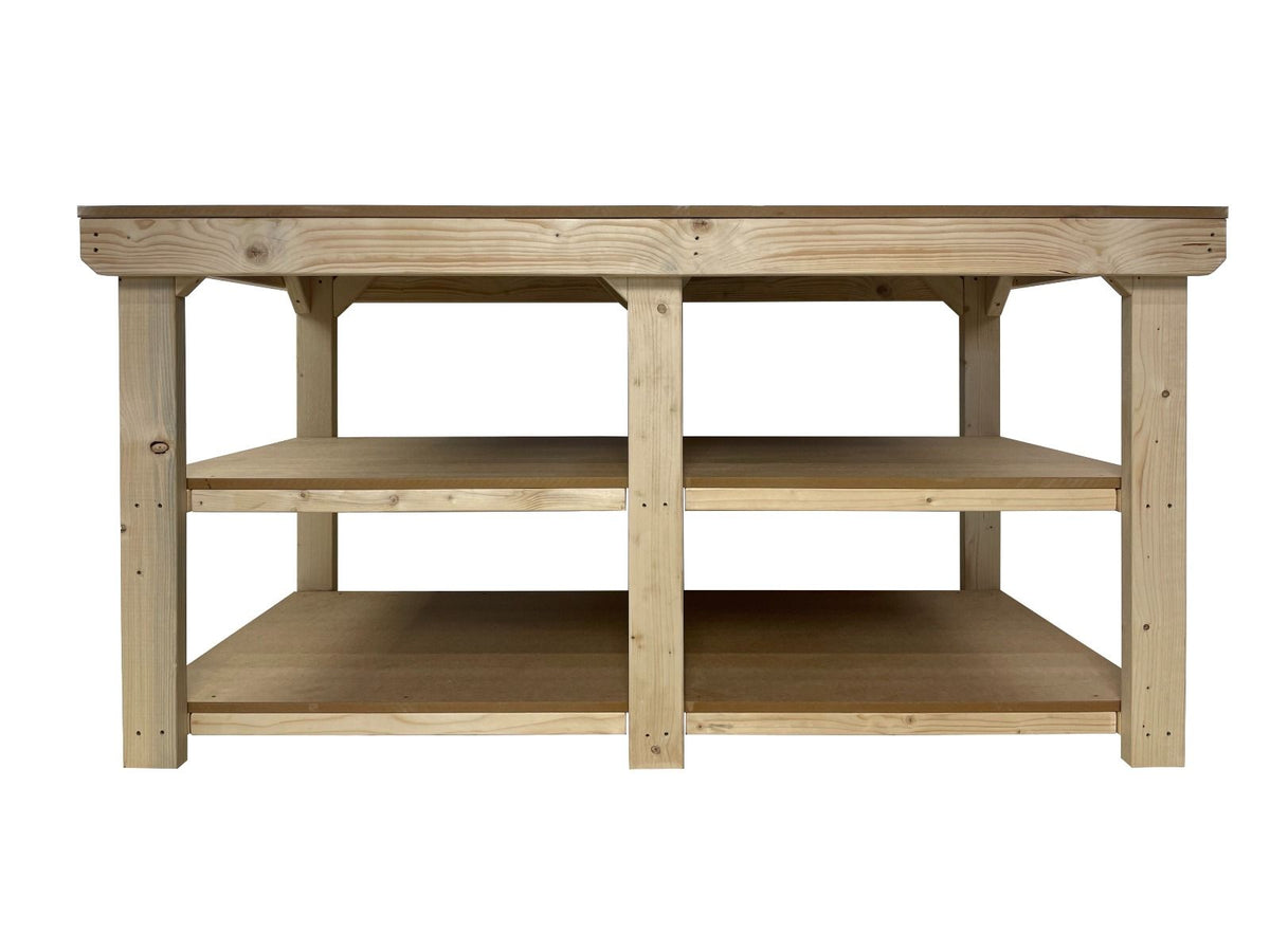 Wooden Workbench MDF Top Depth-4ft With Double Shelf