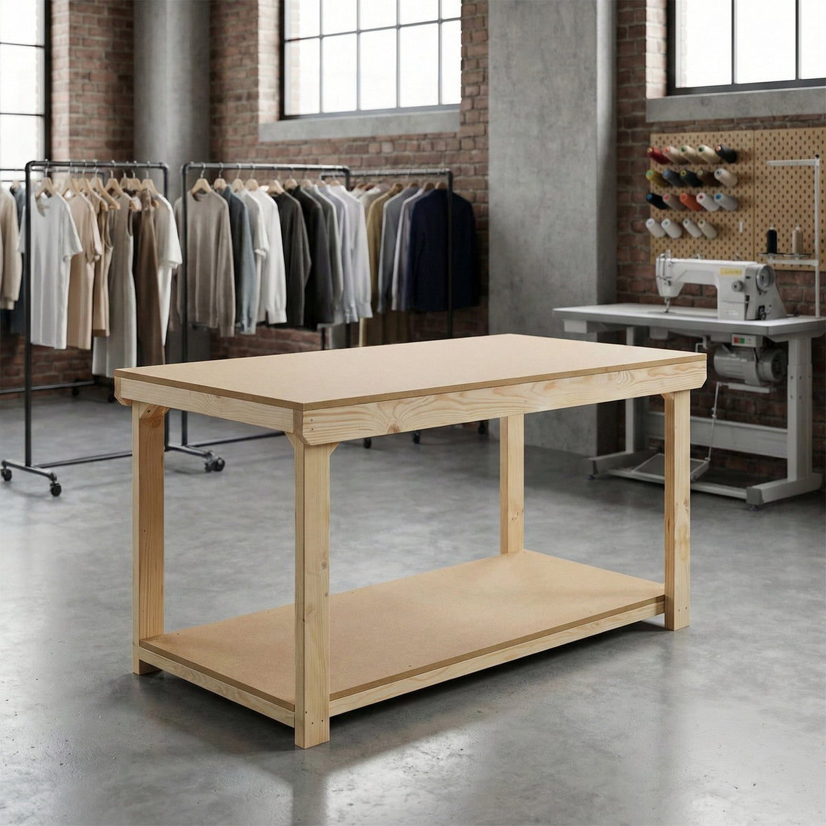 Wooden Workbench MDF Top Depth-3ft