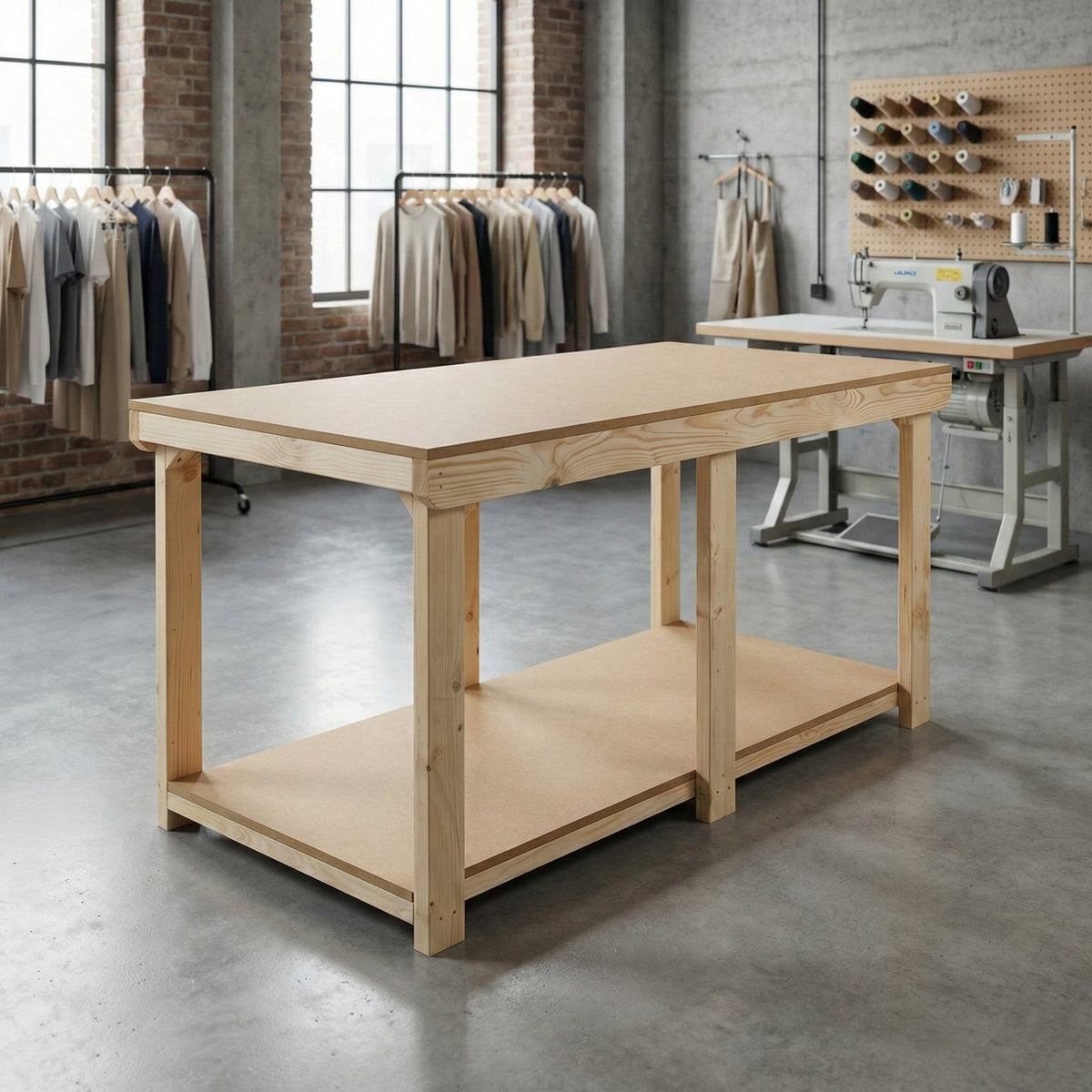 Wooden Workbench MDF Top Depth-3ft