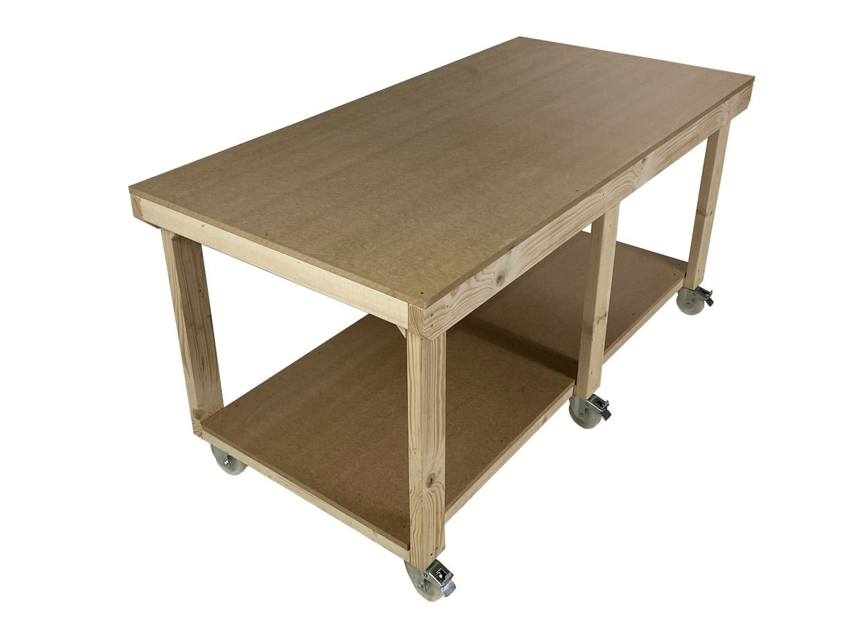 Wooden Workbench MDF Top Depth-4ft With Wheels