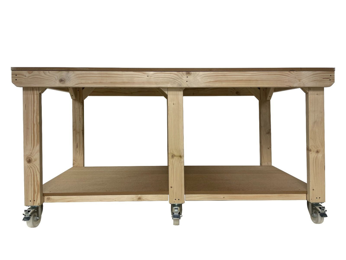 Wooden Workbench MDF Top Depth-4ft With Wheels