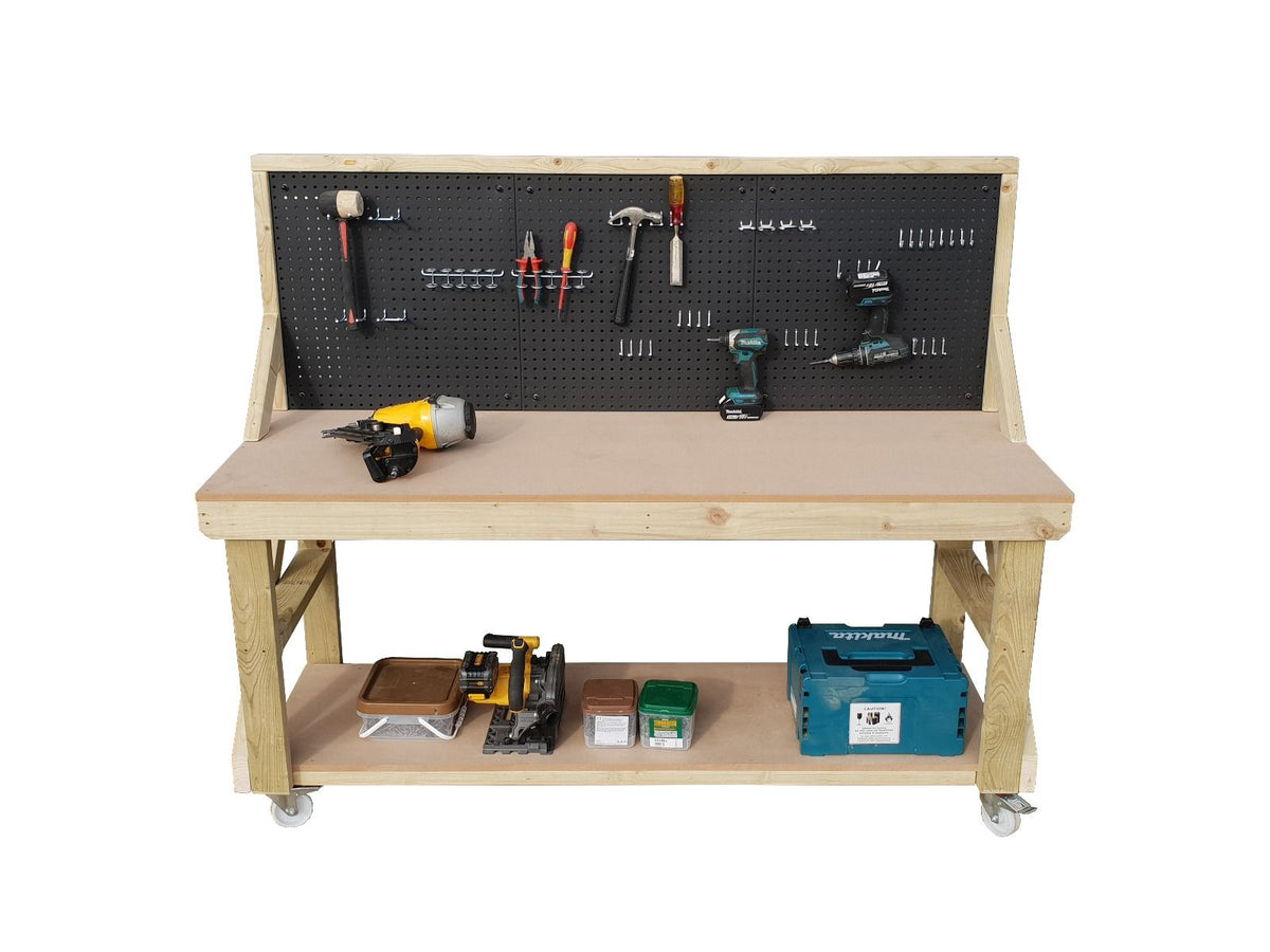 Wooden Workbench 18mm MDF Top With Peg Board