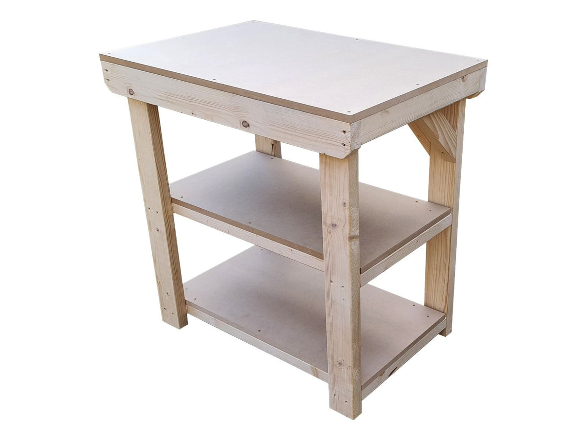 Wooden 18mm MDF Top Workbench with Double Shelf (Clearance range)