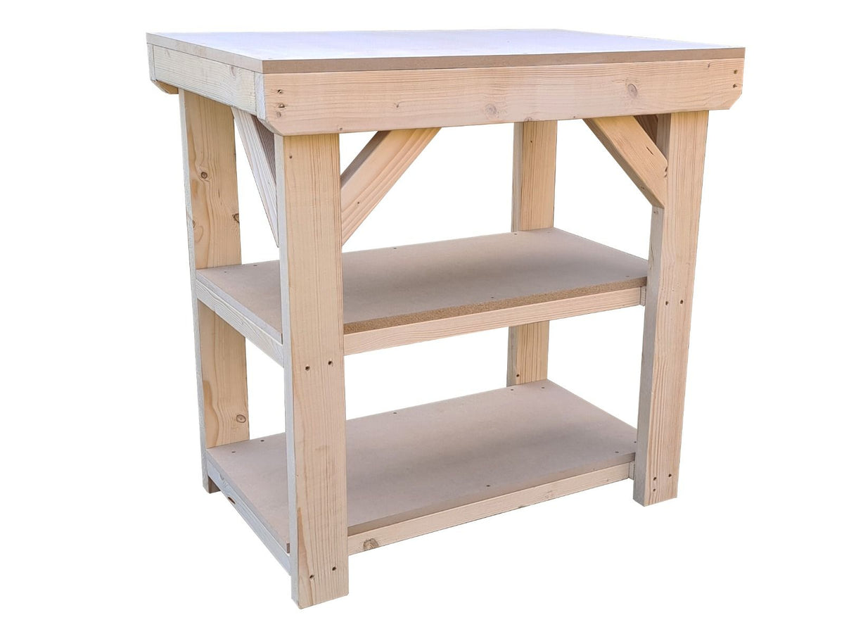 Wooden 18mm MDF Top Workbench with Double Shelf (Clearance range)