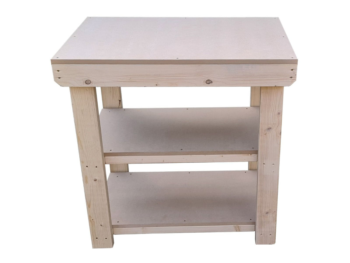 Wooden 18mm MDF Top Workbench with Double Shelf (Clearance range)