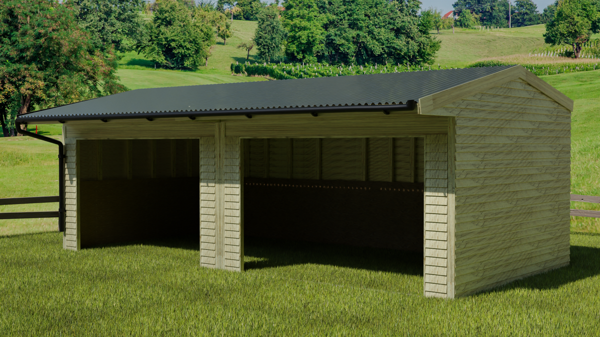 Animal Field Shelter V.6 Open Front/Apex Roof with Guttering