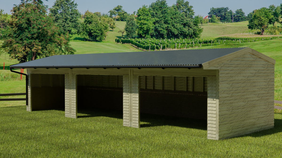 Animal Field Shelter V.6 Open Front/Apex Roof with Guttering